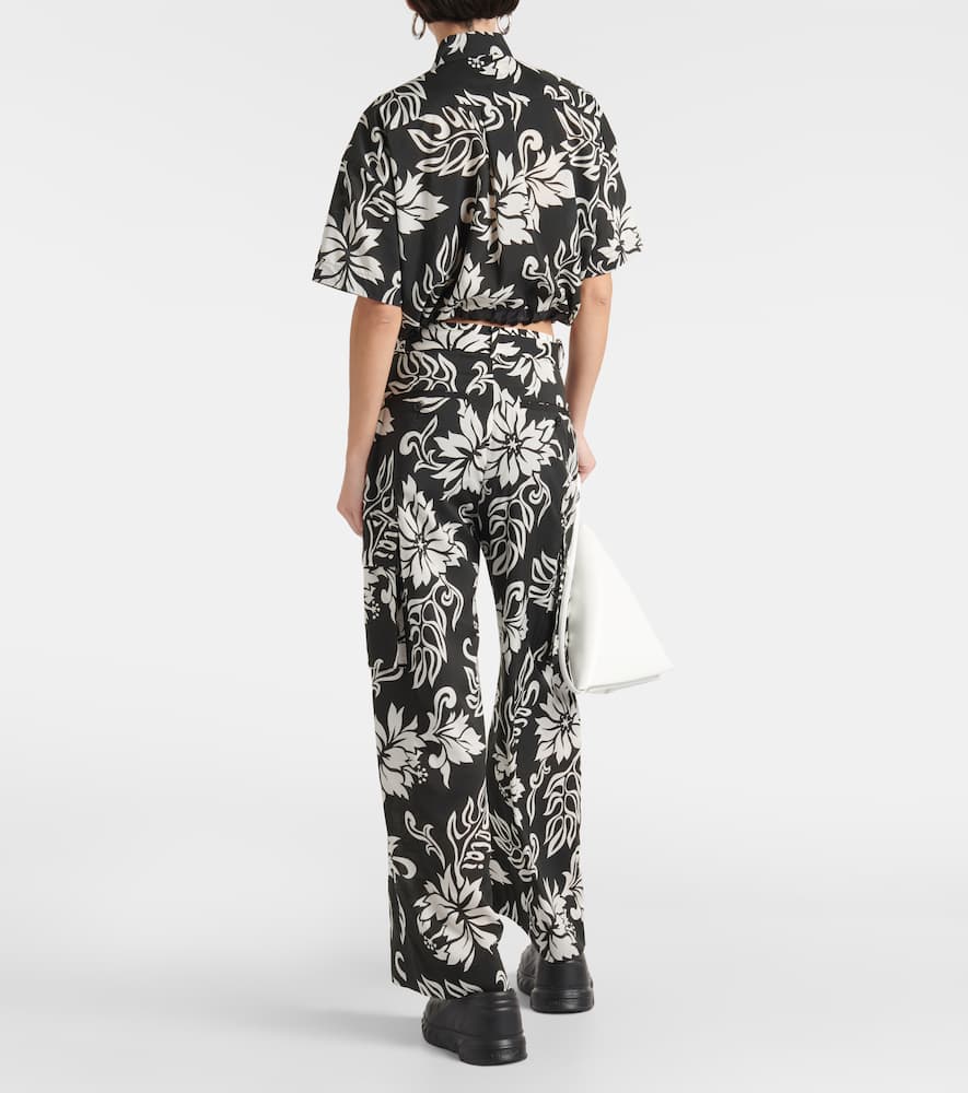 High-rise floral wide-leg pants