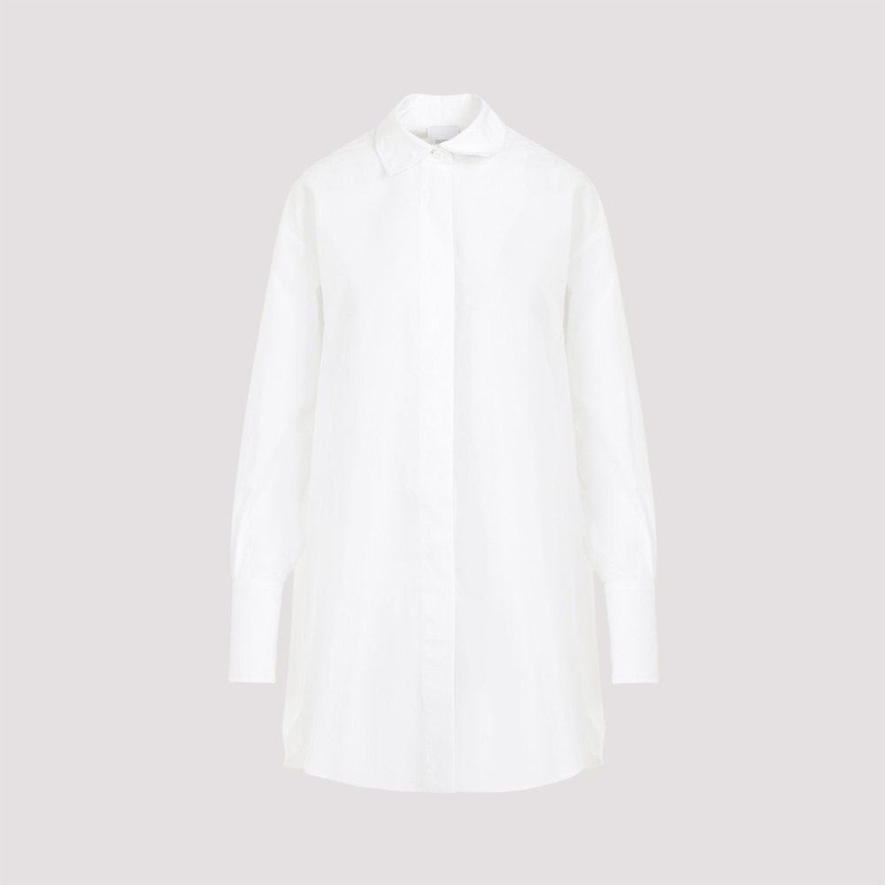 White Cotton Mini Shirt Dress
