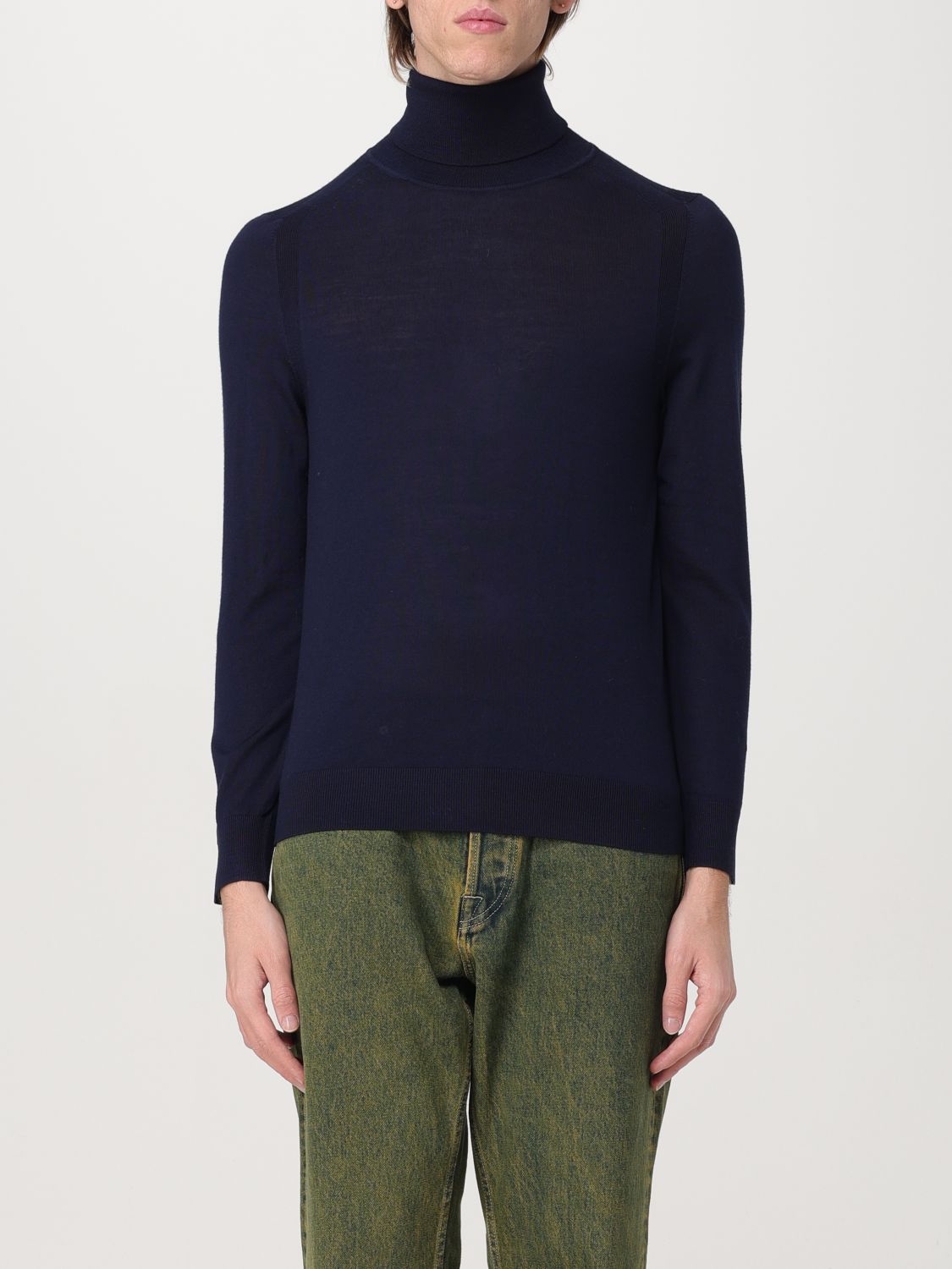 Roll-neck merino wool jumper - Blue