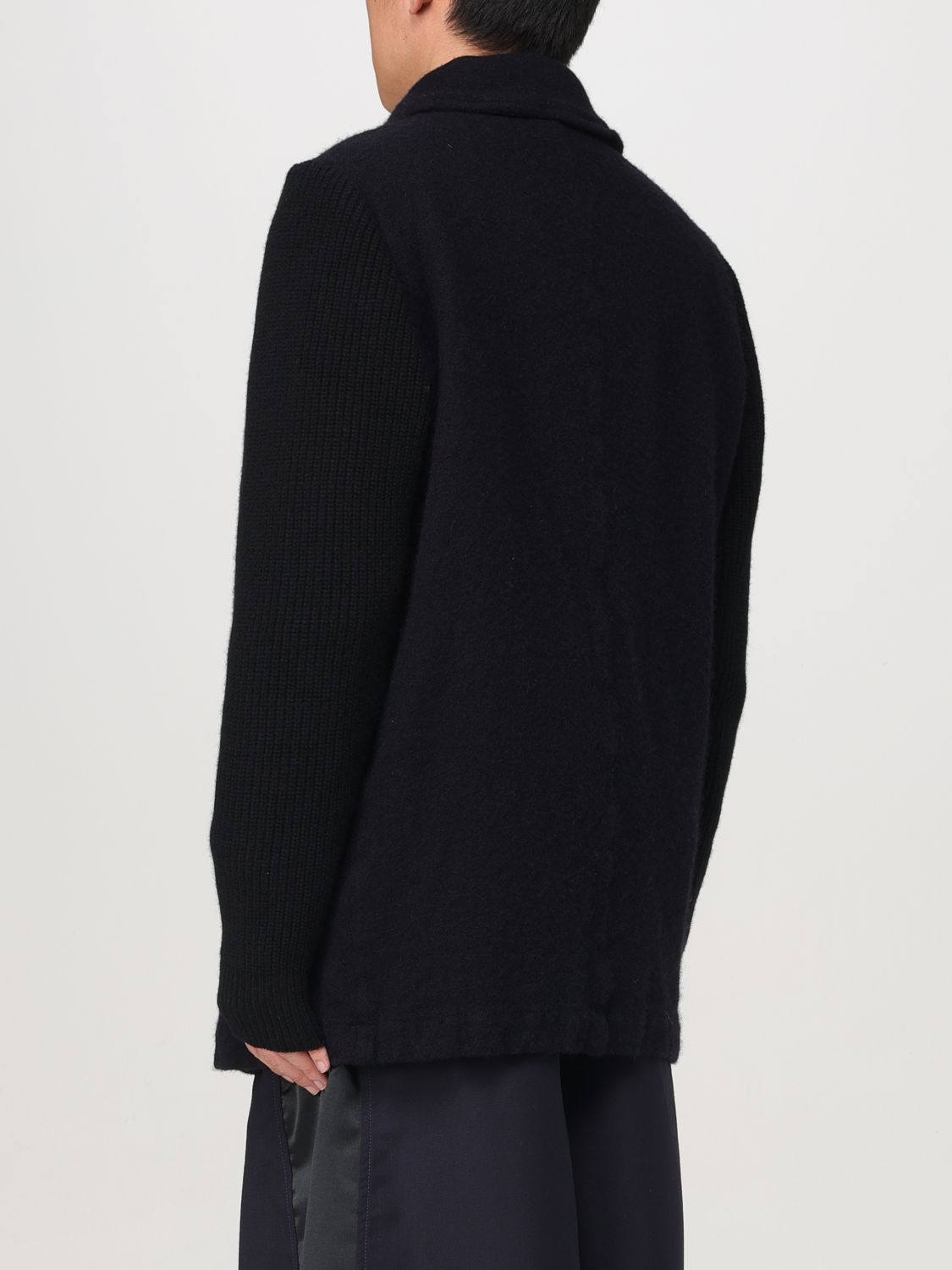 Ribbed-sleeve peacoat - Blue