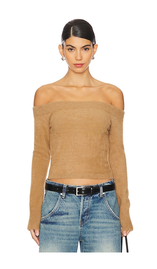 Good American SCHULTERFREIES TOP PLUSH in Tan. Größe XL. Also in 3X, 4X, L, M