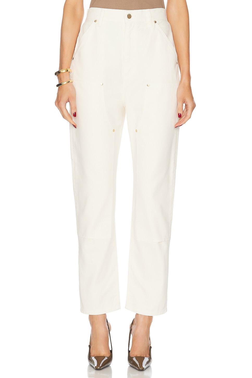 RENGGLI Slim Work Straight Leg Jeans in Bone - White.  34 also in 29, 30, 31