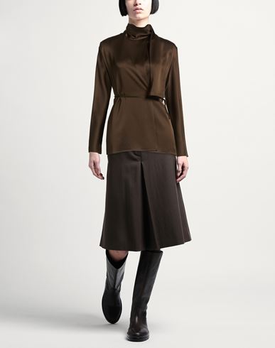 Woman Top Dark brown Size 6 Acetate, Viscose