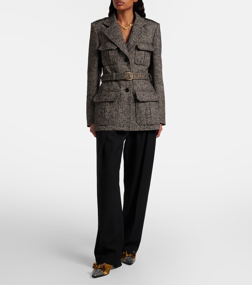 Chloé Belted herringbone wool-blend coat