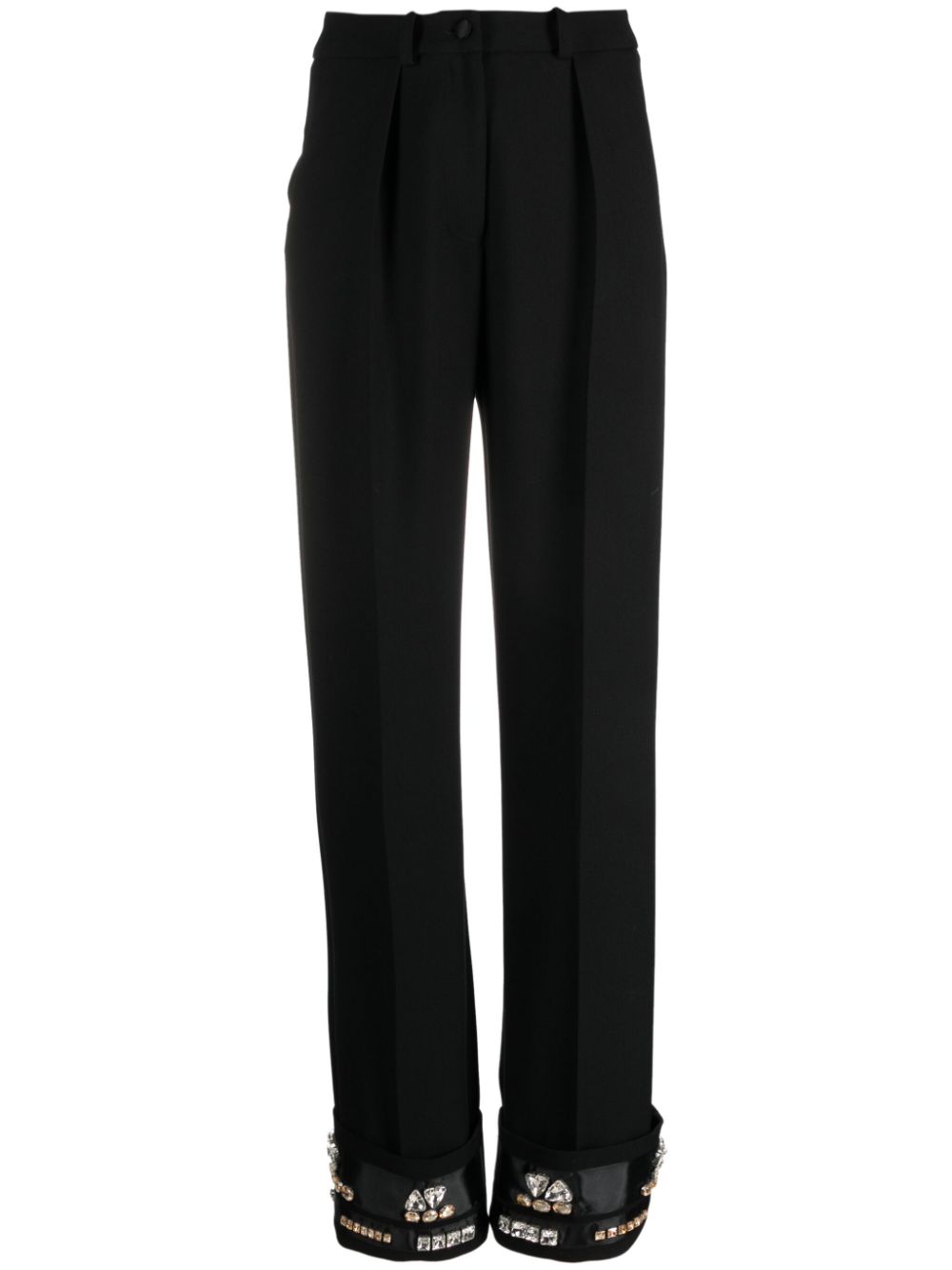 Cosmo crystal-embellished straight-leg trousers - Black