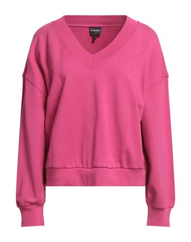 Woman Sweatshirt Fuchsia Size L Cotton, Elastane