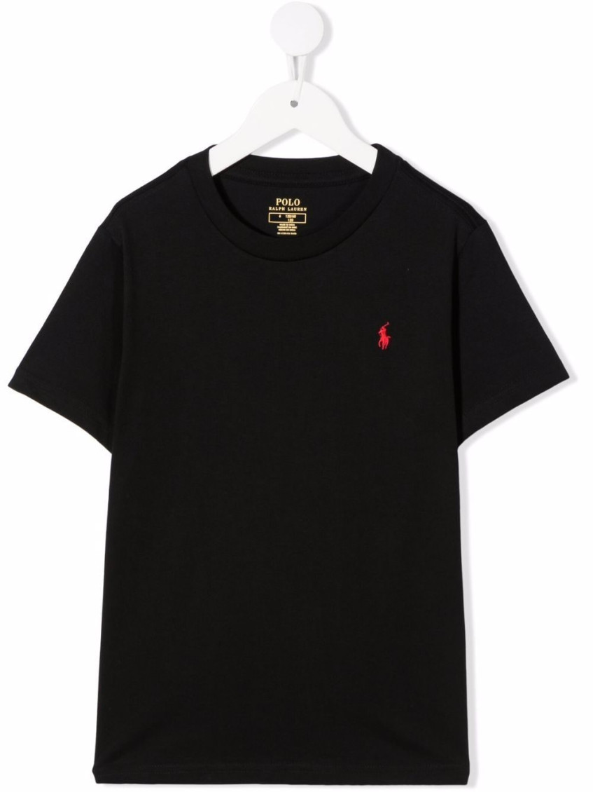 Boys Black Pony Logo T-Shirts