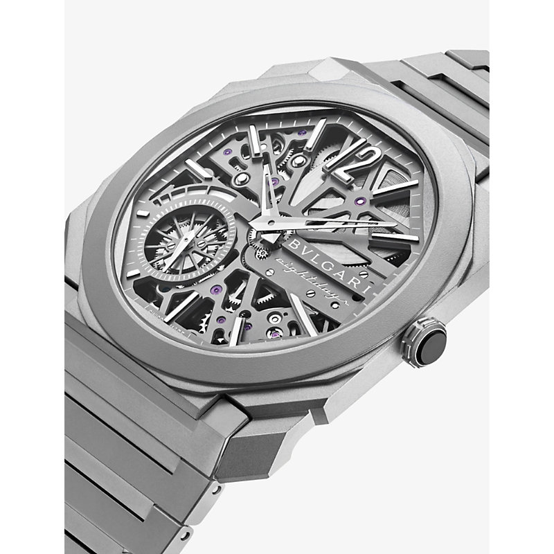 Mens Titanium OC40TTXTSK8D Octo Finissimo Skeleton Titanium Manual Watch 
