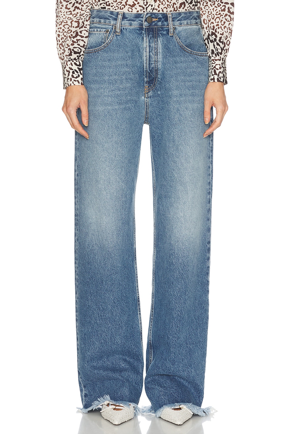 Alessandra Rich Low Waist Baggy Wide Leg Jeans in Blue - Blue.  27 also in