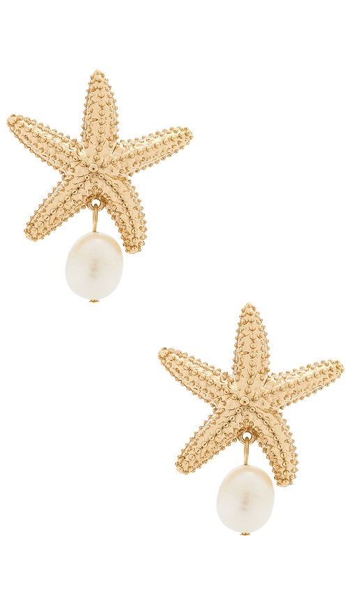 BaubleBar Mariam Shell Earrings in Metallic Gold