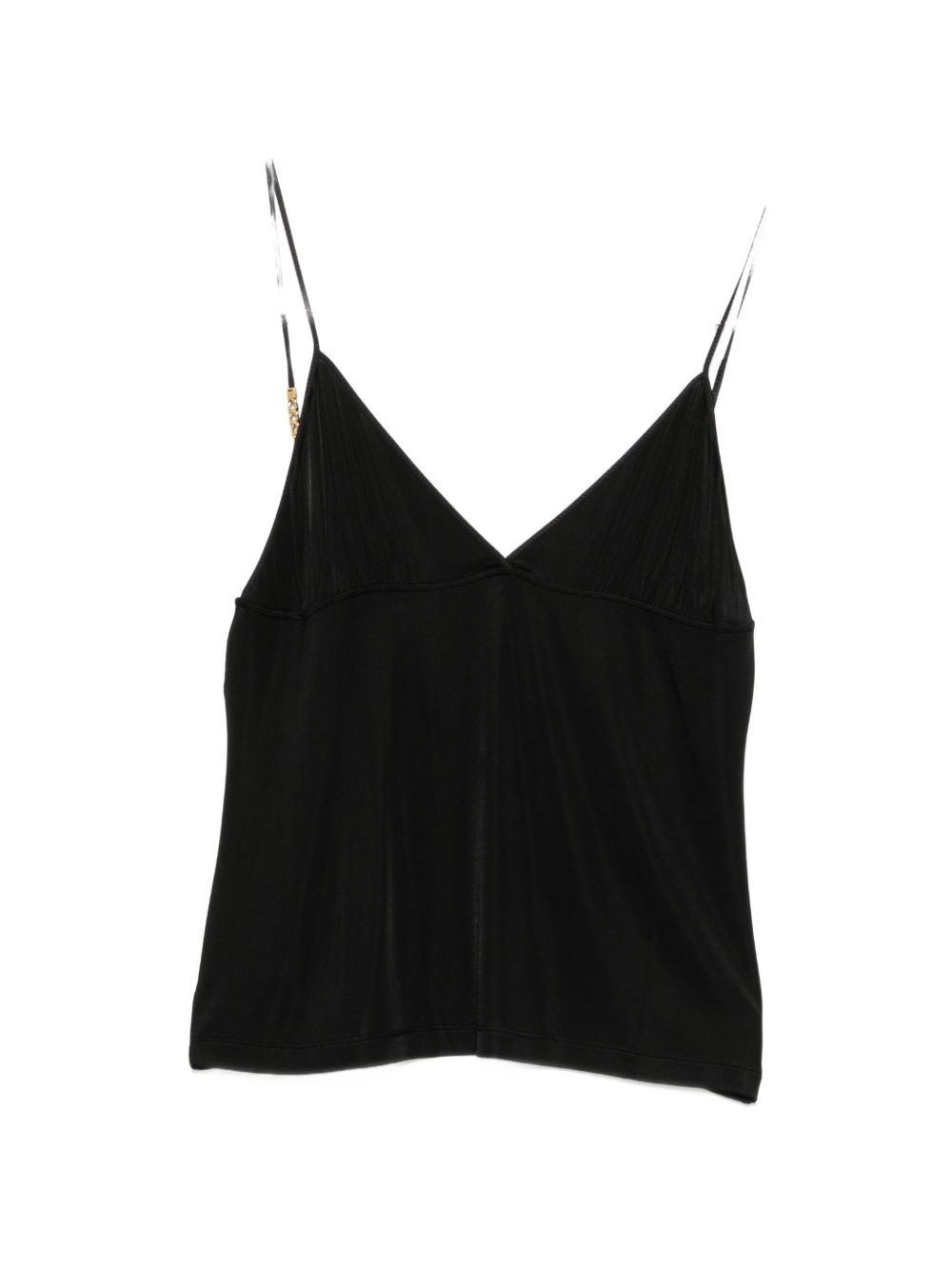 V-Neck Satin Tank Top — Black