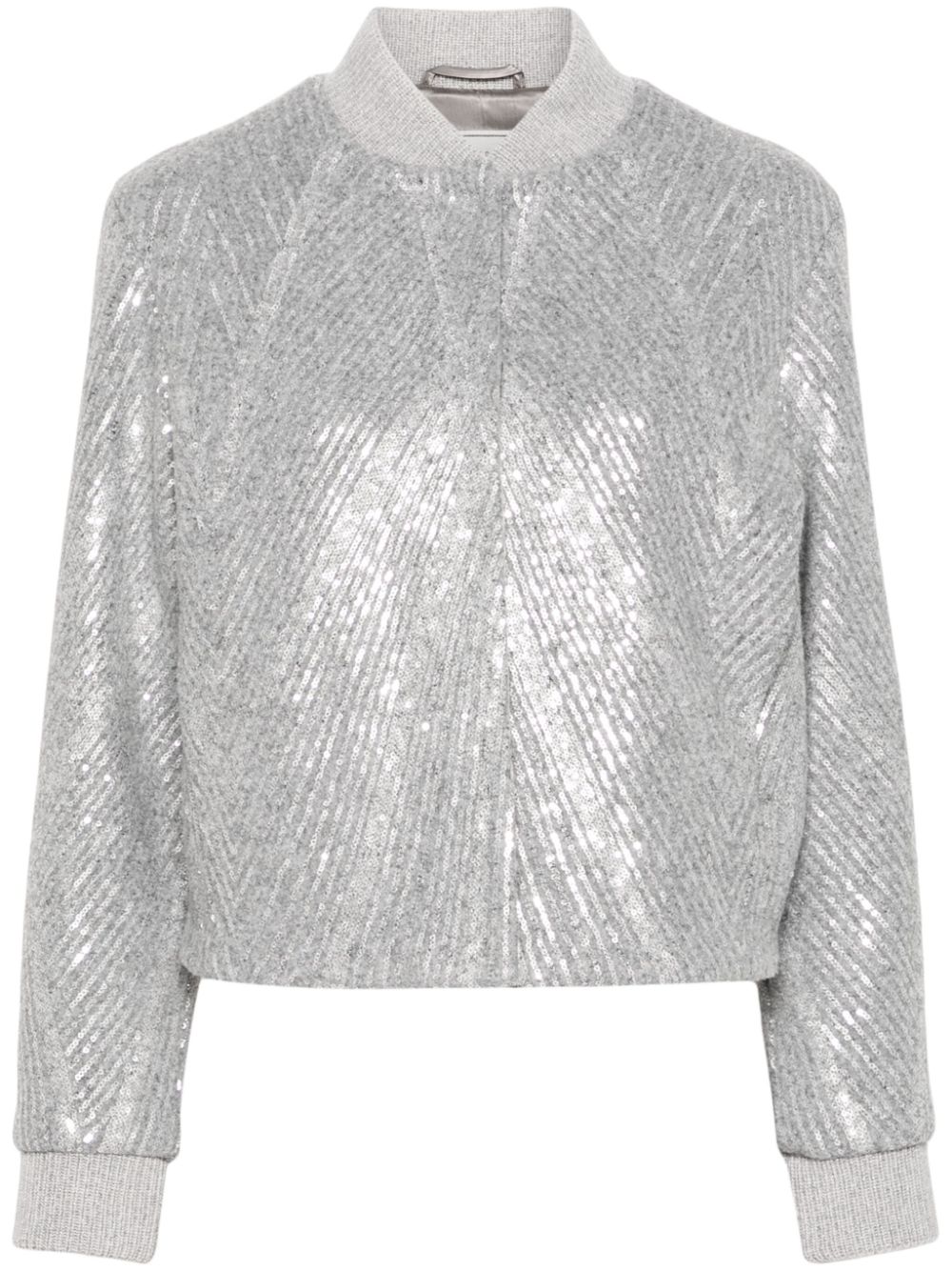 Sequin-embellished bomber jacket - Grey