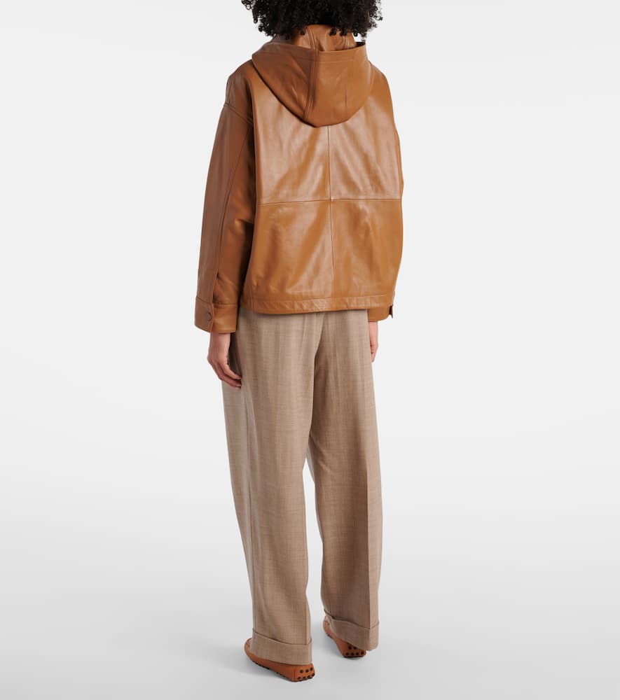 Hooded leather jacket
