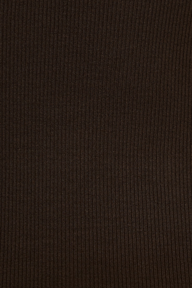 V-Neck Ribbed Mini Dress - Brown - Women Clothing