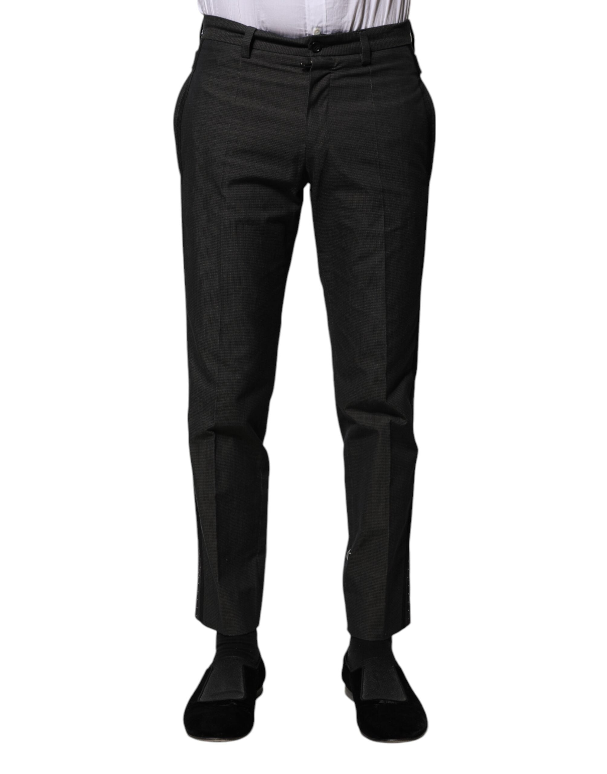 Cotton Patterned Formal Trousers — Gray