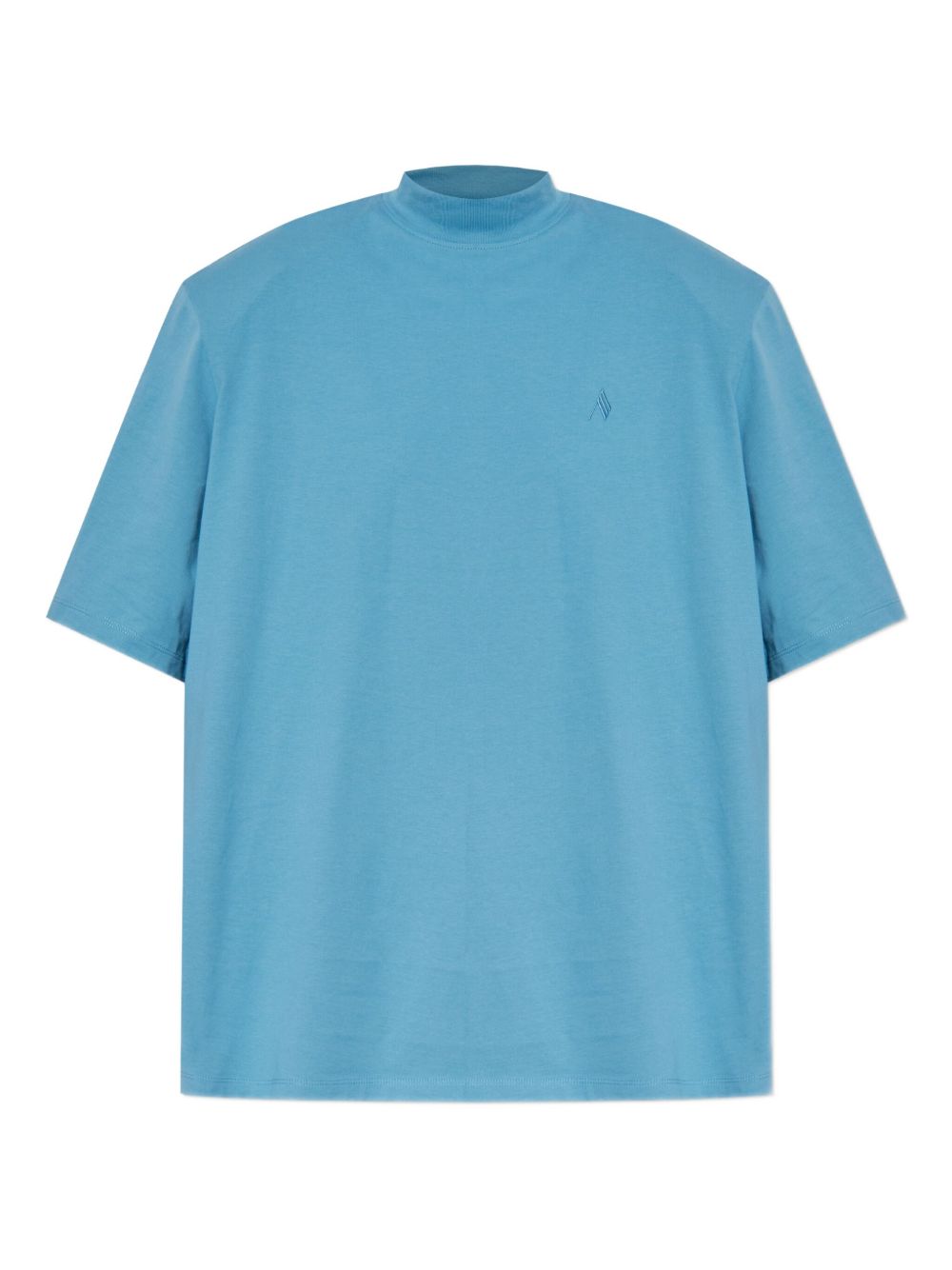 Mock-neck embroidered-logo T-shirt - Blue