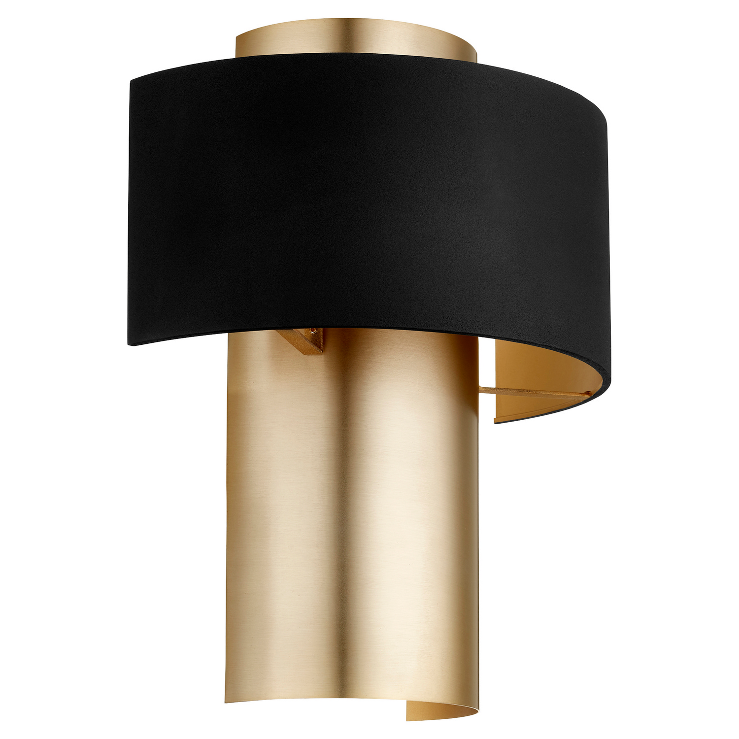 5611 Half Drum Sconce 1-Light Wall Sconce in Textured Black w with Aged Bra