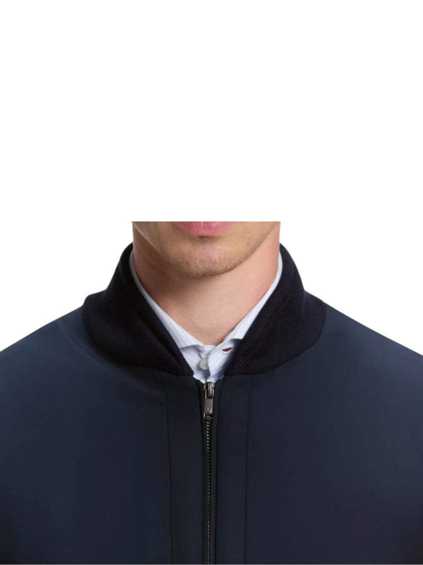 Navy Blue Solid Bomber Jackets
