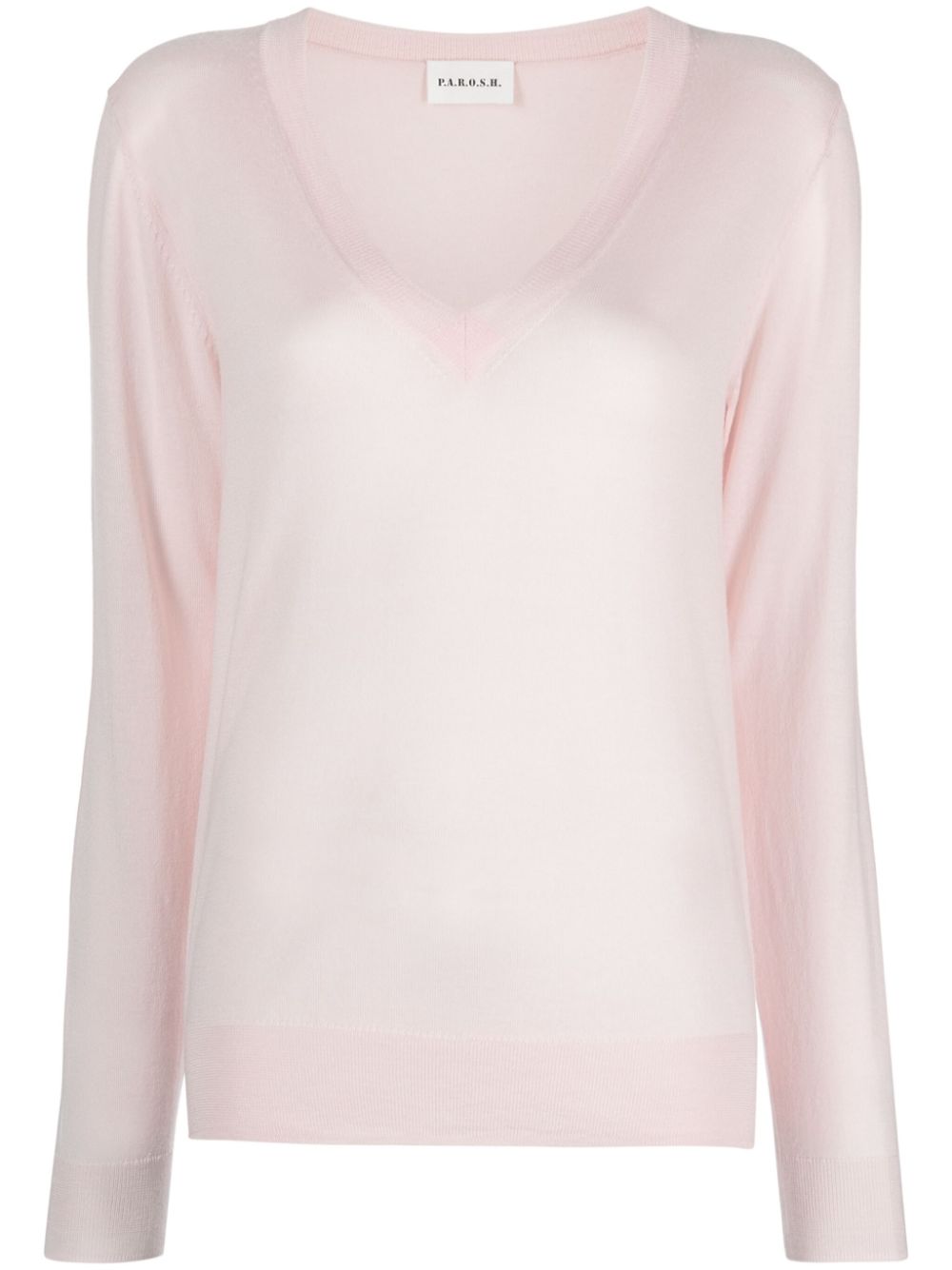 V-neck fine-knit jumper - Grey