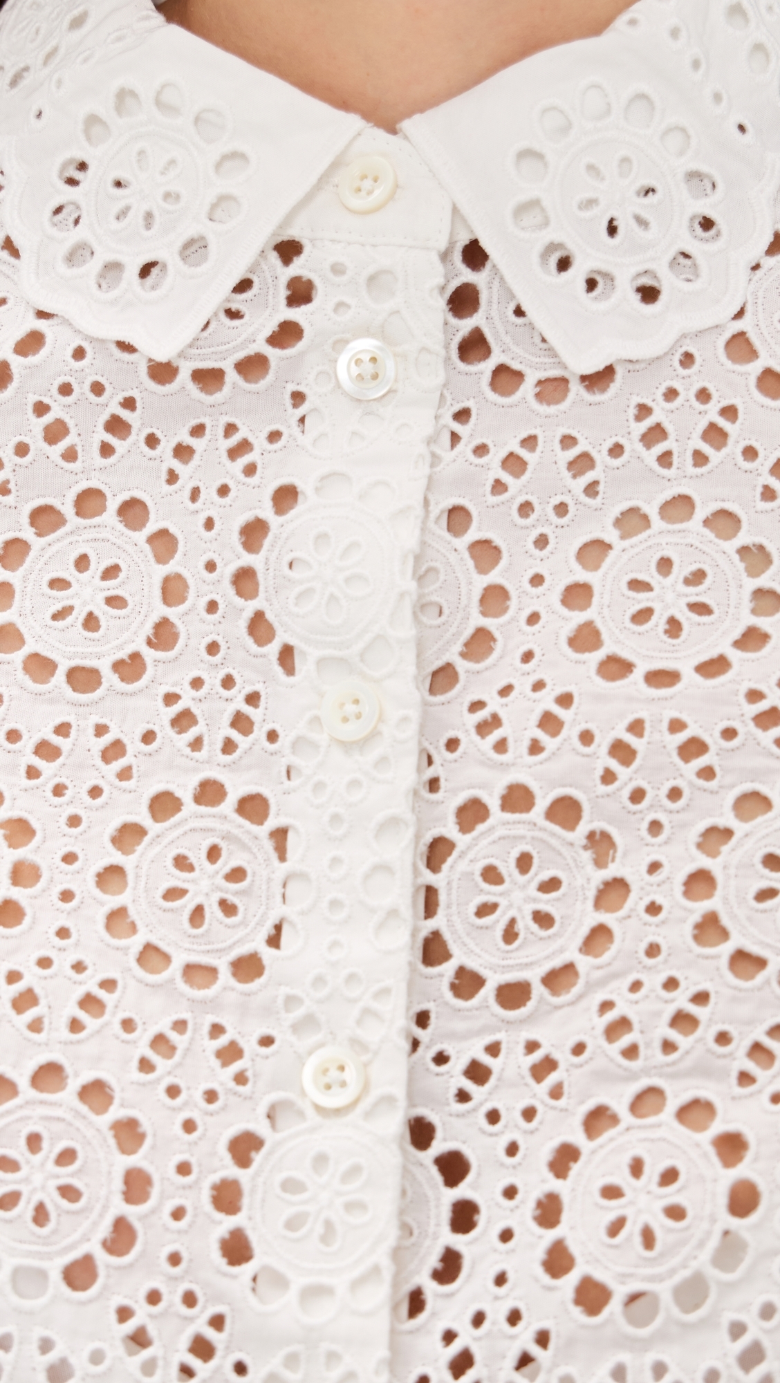 The Petal Eyelet Button Down Shirt White