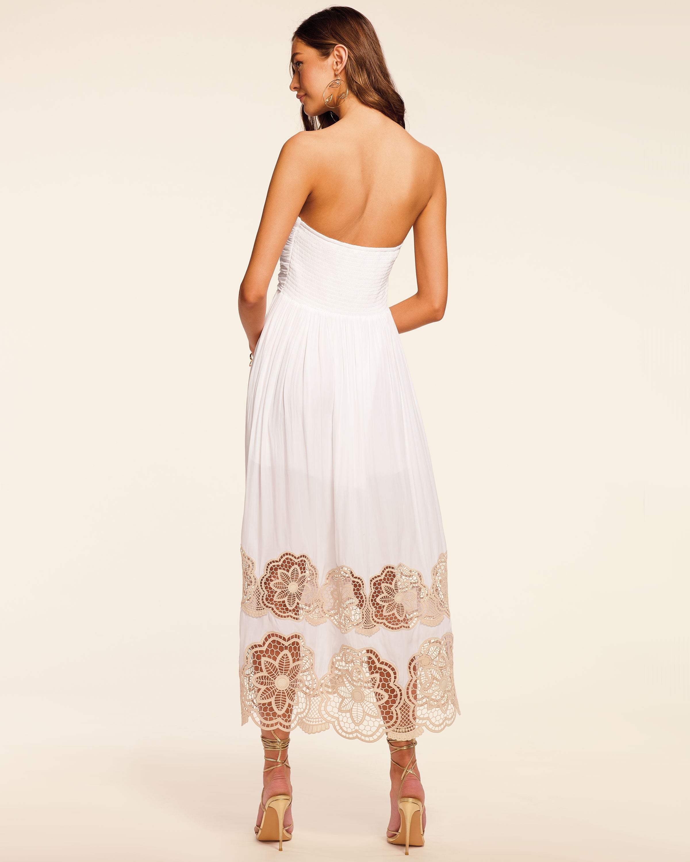 Milani Embellished Strapless Maxi Dress in Ivory