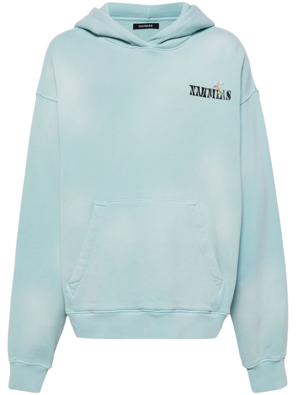 Logo-print cotton hoodie - Blue