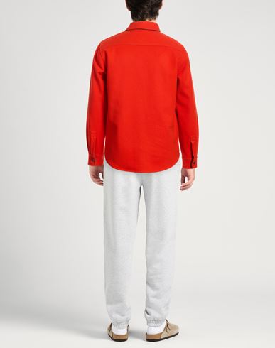 Man Shirt Tomato red Size L Virgin Wool, Polyamide