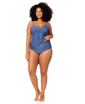 Womens Plus Size Underwire Aries Tankini Top Full Coverage Bottoms