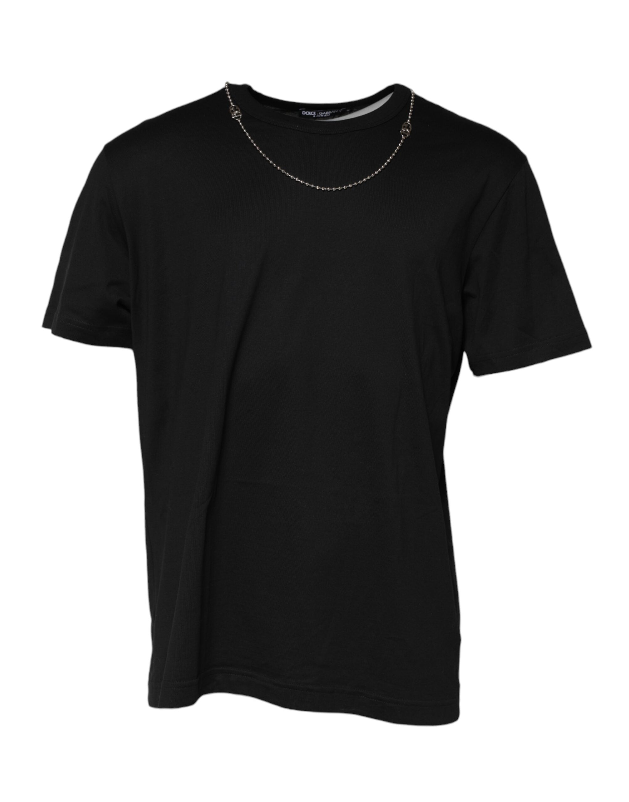 Chain Necklace Embellished T-Shirt — Black