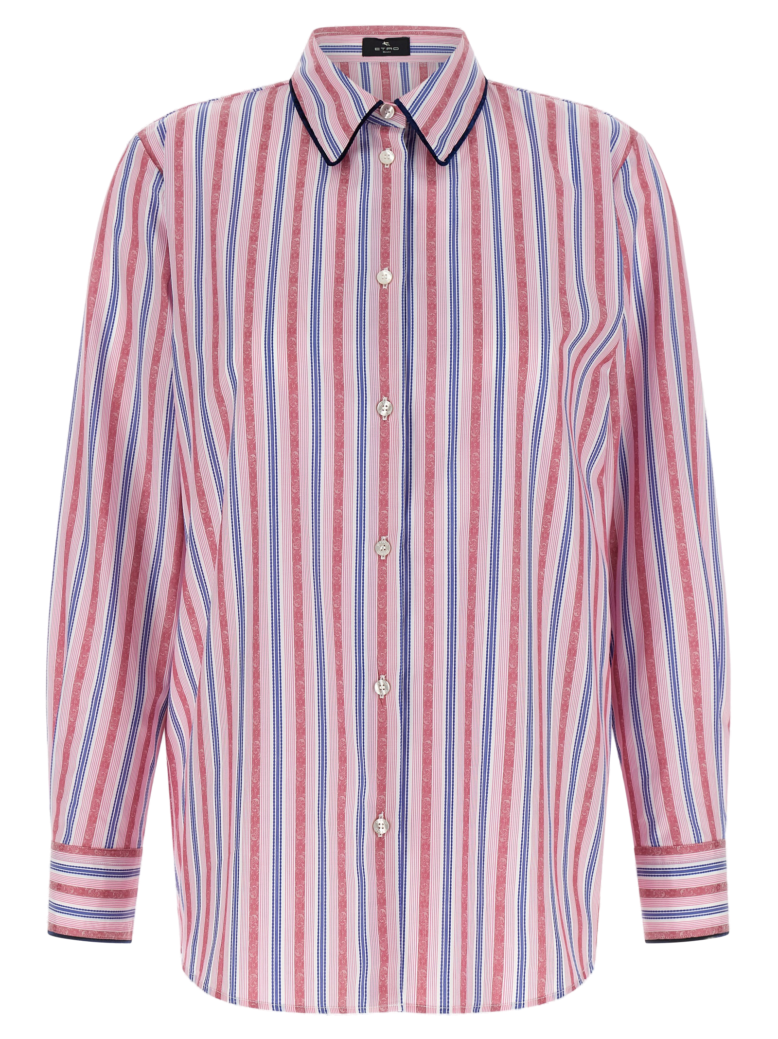 Fil Coupé Striped Cotton Blouse — Pink