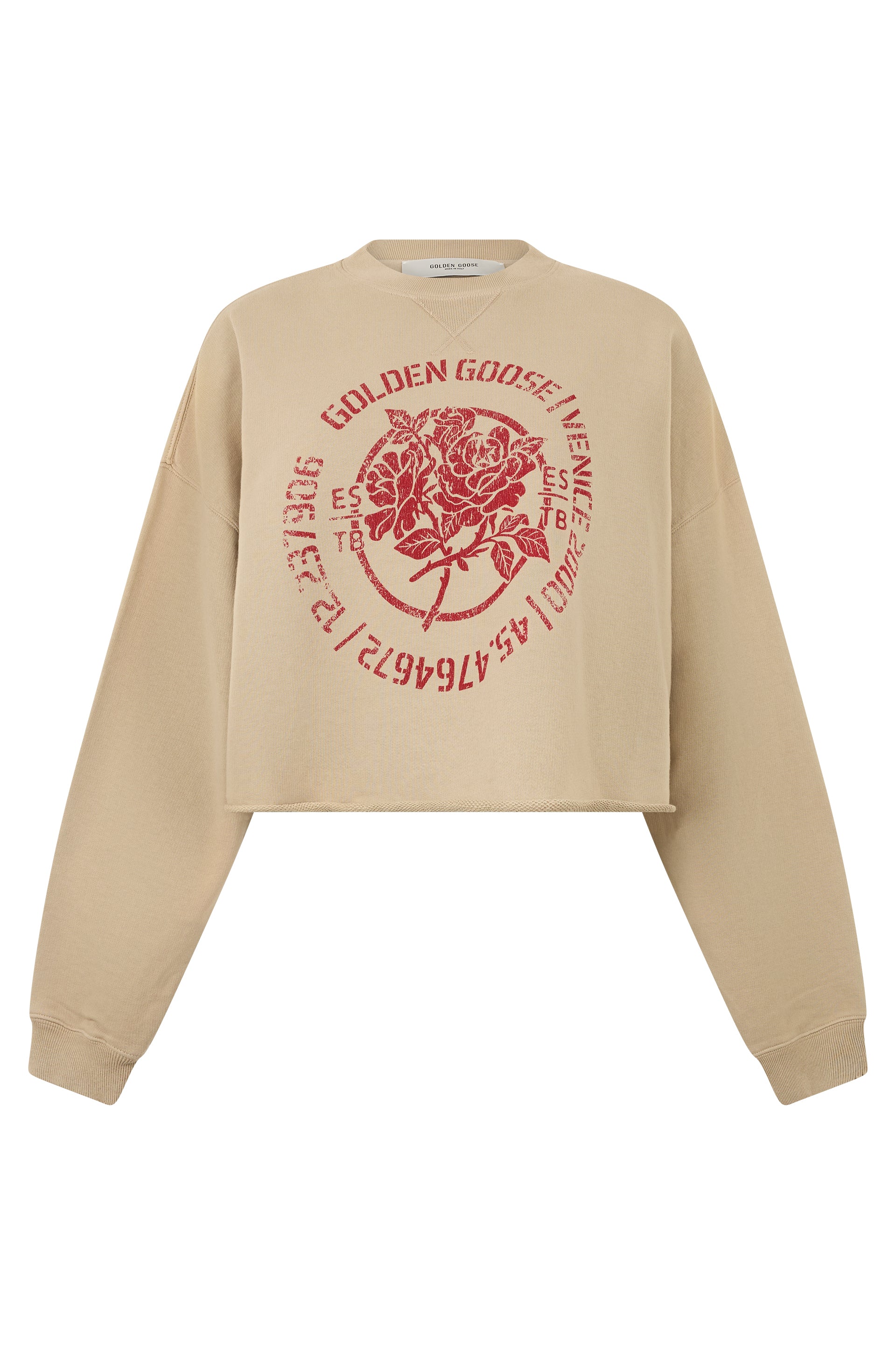 Cropped Cotton Sweatshirt with Logo Print