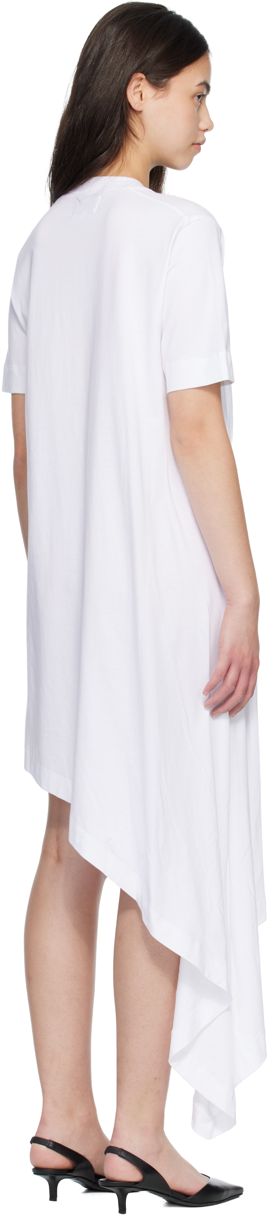White IGARI Asymmetric T-shirt Midi Dress
