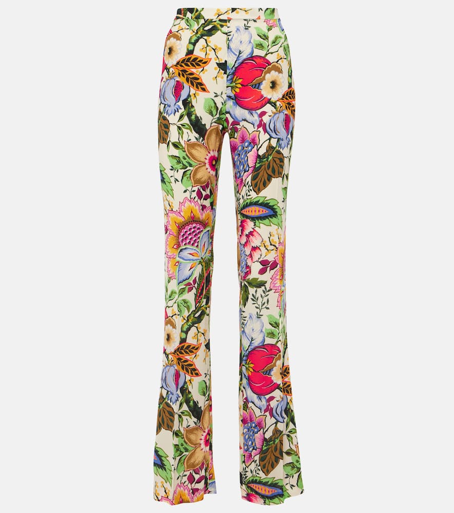 High-rise floral straight pants