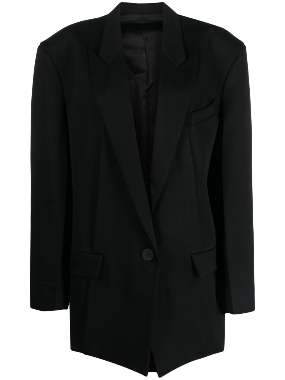 Stretch-wool single-breasted blazer - Black