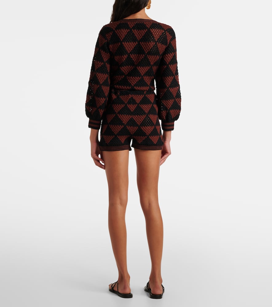 Malia crochet high-rise cotton shorts