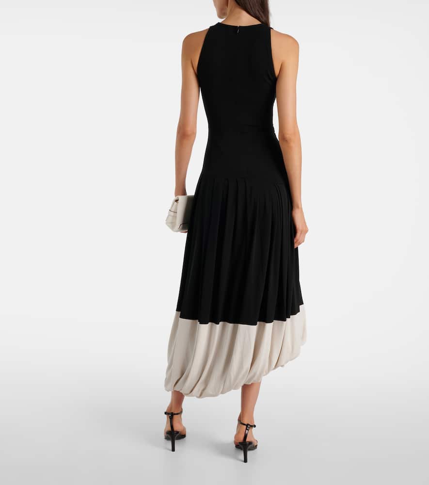 Colorblocked jersey midi dress