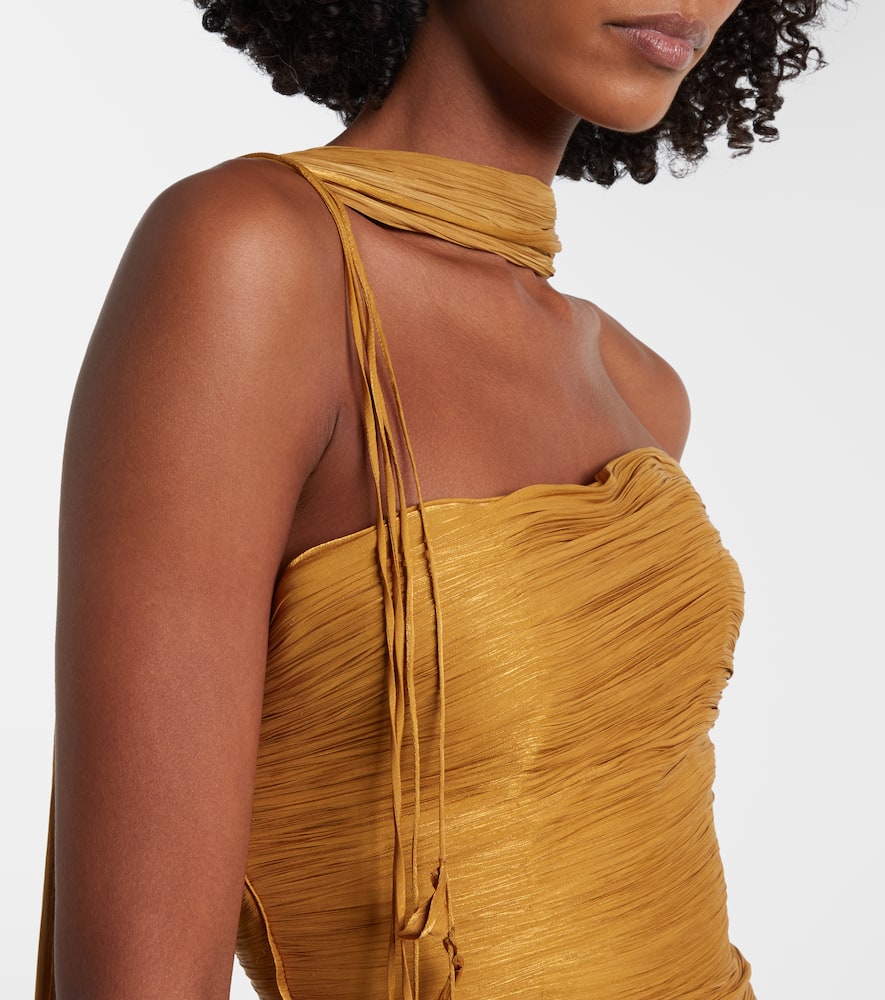 Peplum ruched gown