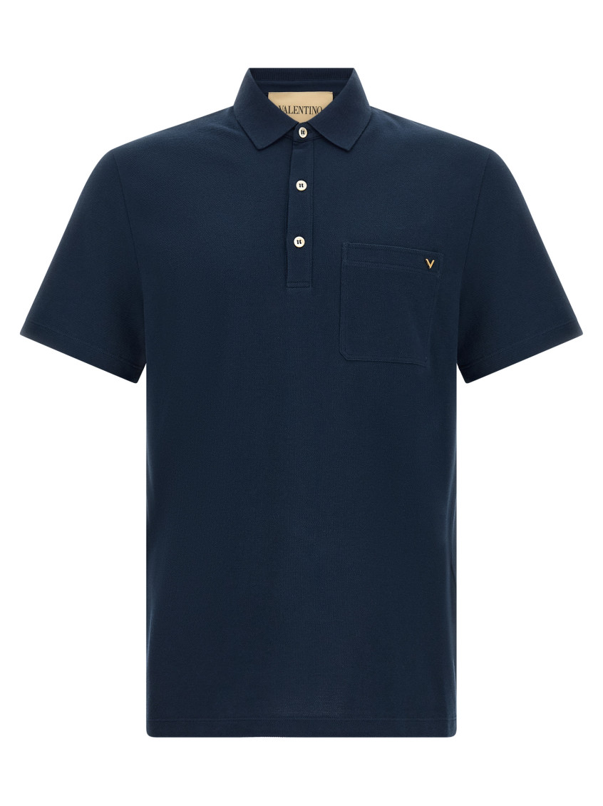 Dark Blue Solid Shirt Collar Polo