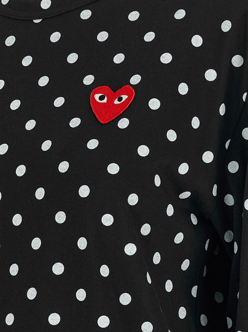 Black Polka Dot Crew Neck T-Shirt