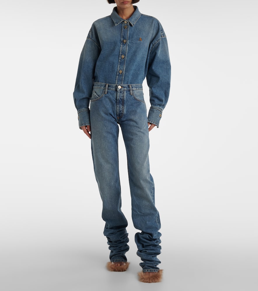 Mid-rise straight jeans