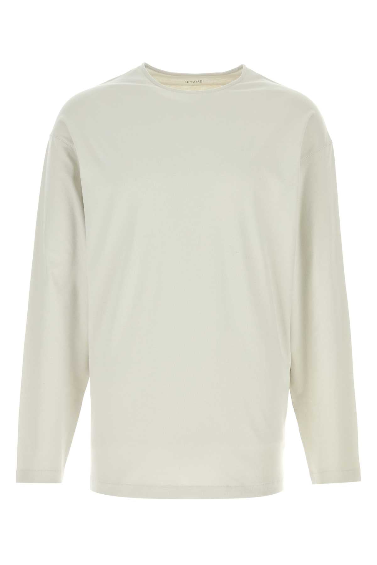 Cotton-Silk Blend Long-Sleeve T-Shirt — Beige
