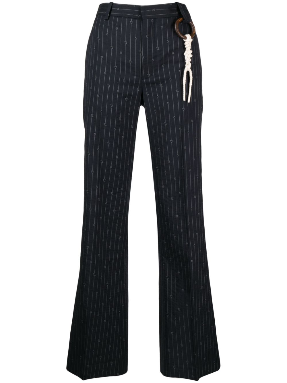 Pinstripe straight-leg trousers - Blue