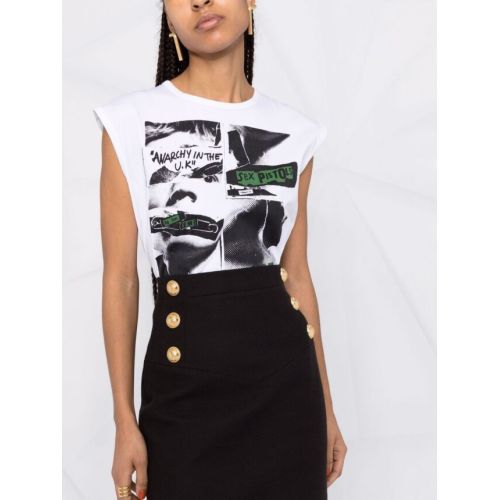 Button-detail high-waisted skirt - Black