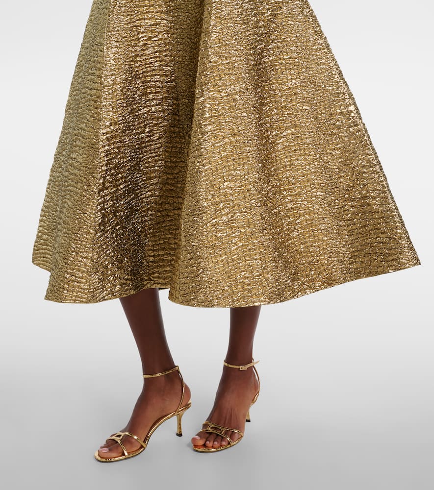 Mara metallic-effect seersucker midi dress