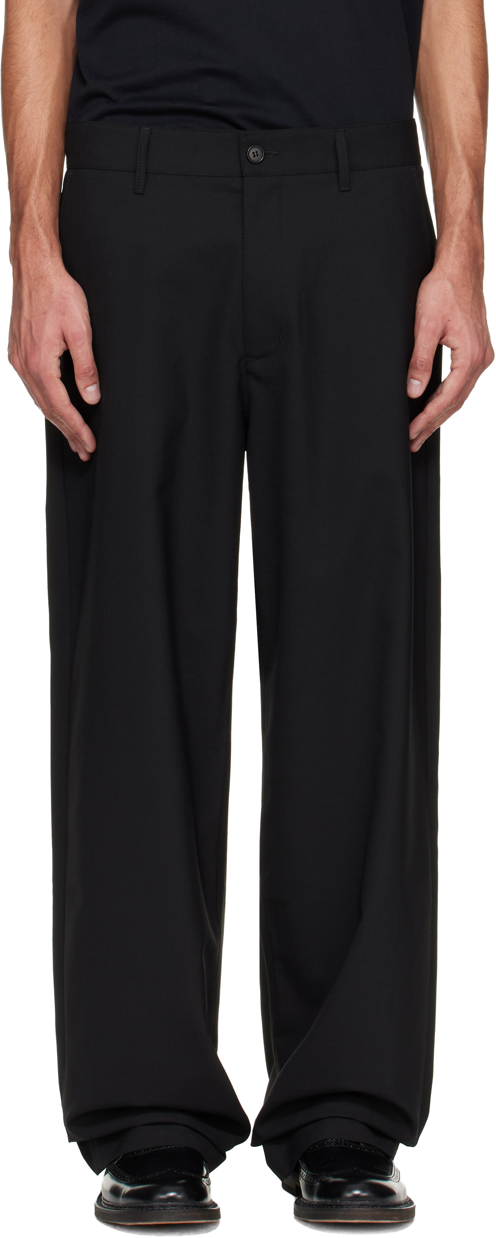 Black Wide-Leg Suit Trousers