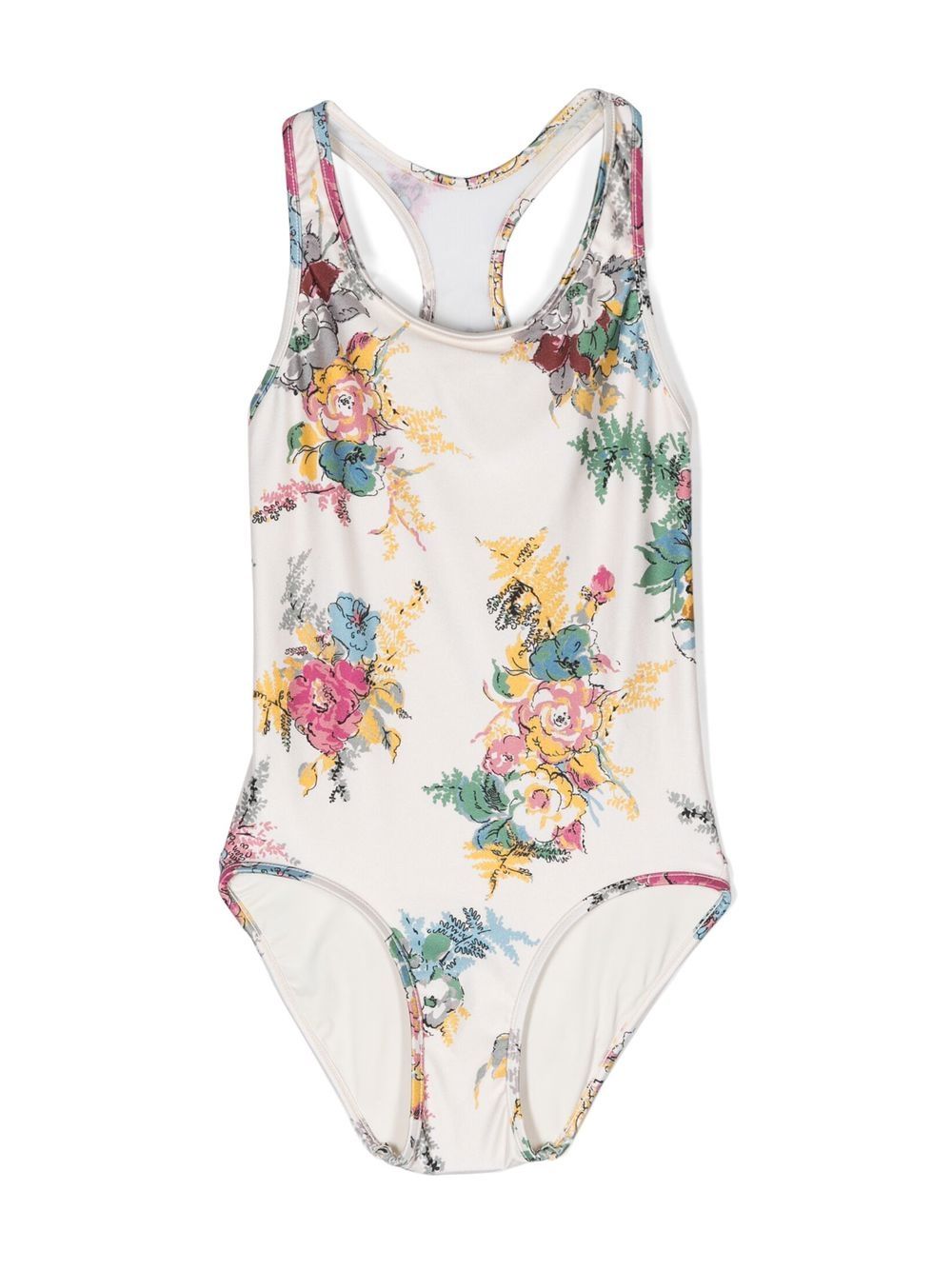 Clover floral-print racerback swimsuit - Neutrals