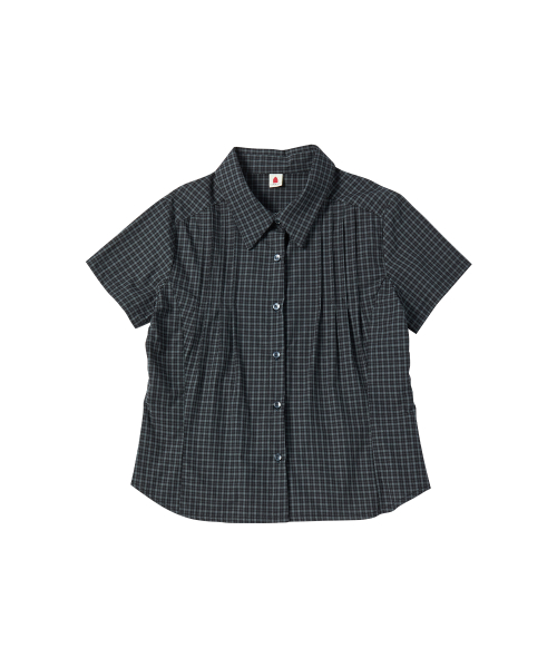 W PINTUCK CHECK HALF SHIRTS