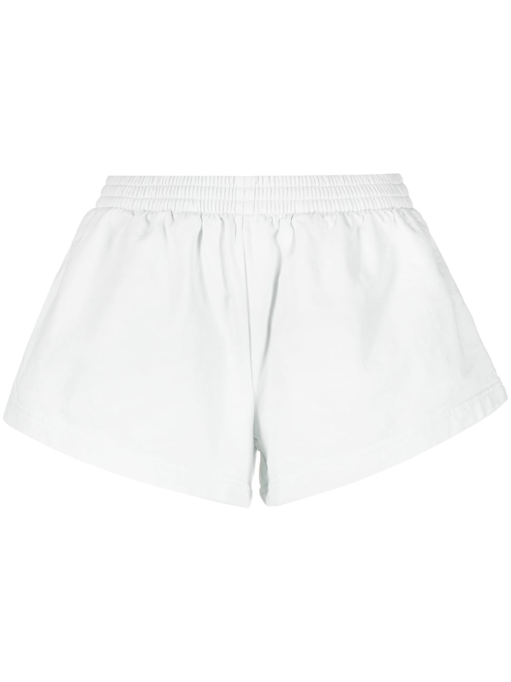 Flared Elasticated-Waist Cotton Shorts — White