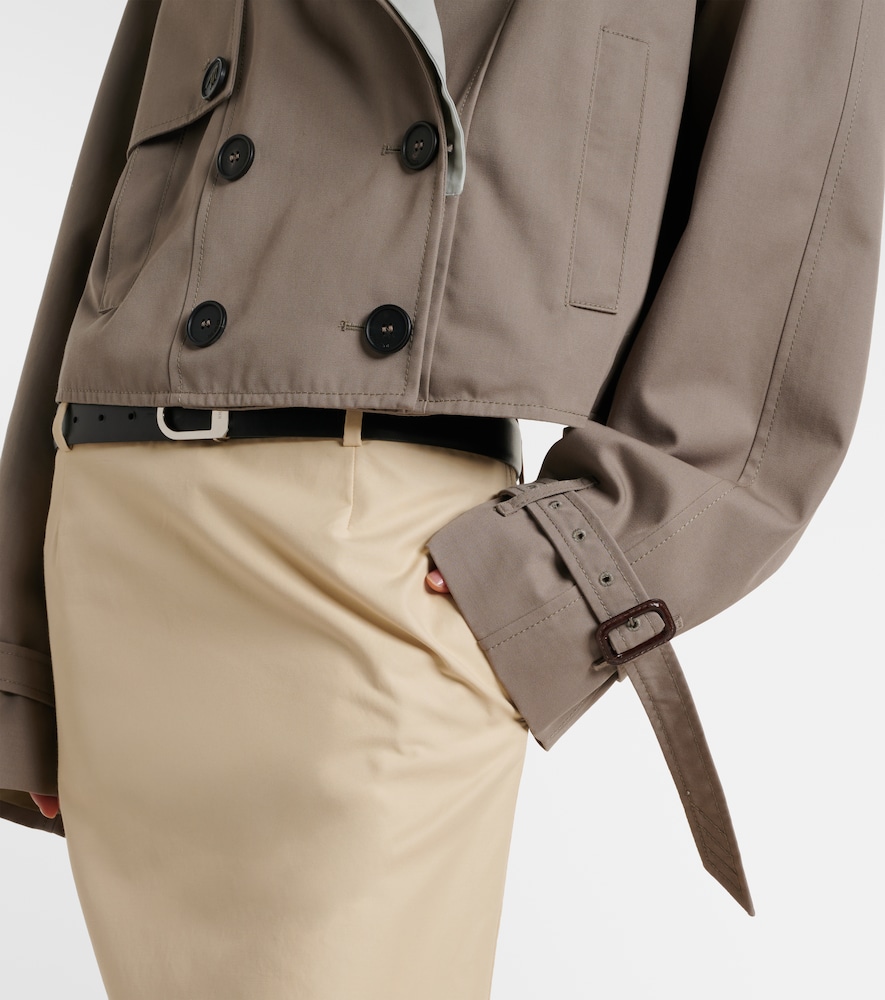 Cropped gabardine trench coat