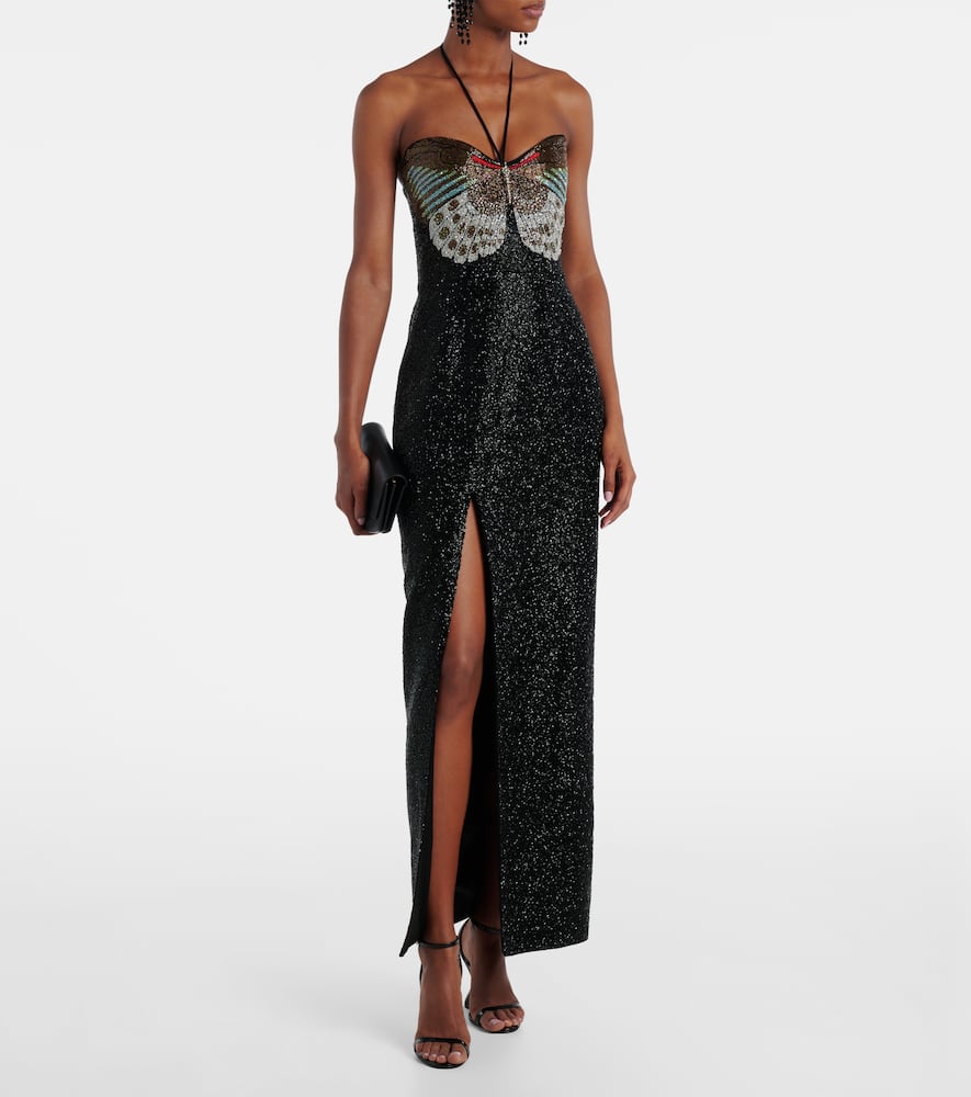Mariposa embellished halterneck gown